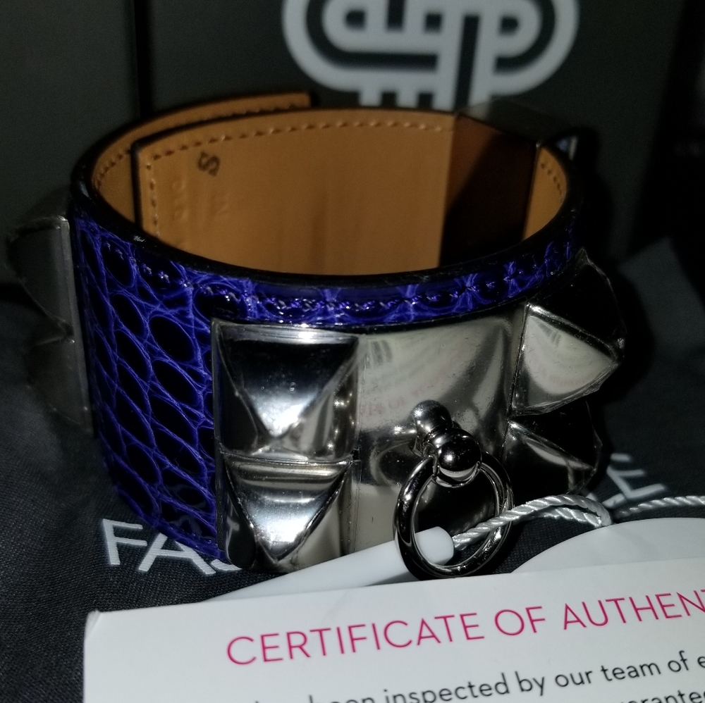 blue alligator Hermes CDC bracelet cuff exotic leather - BRAND NEW with plastic